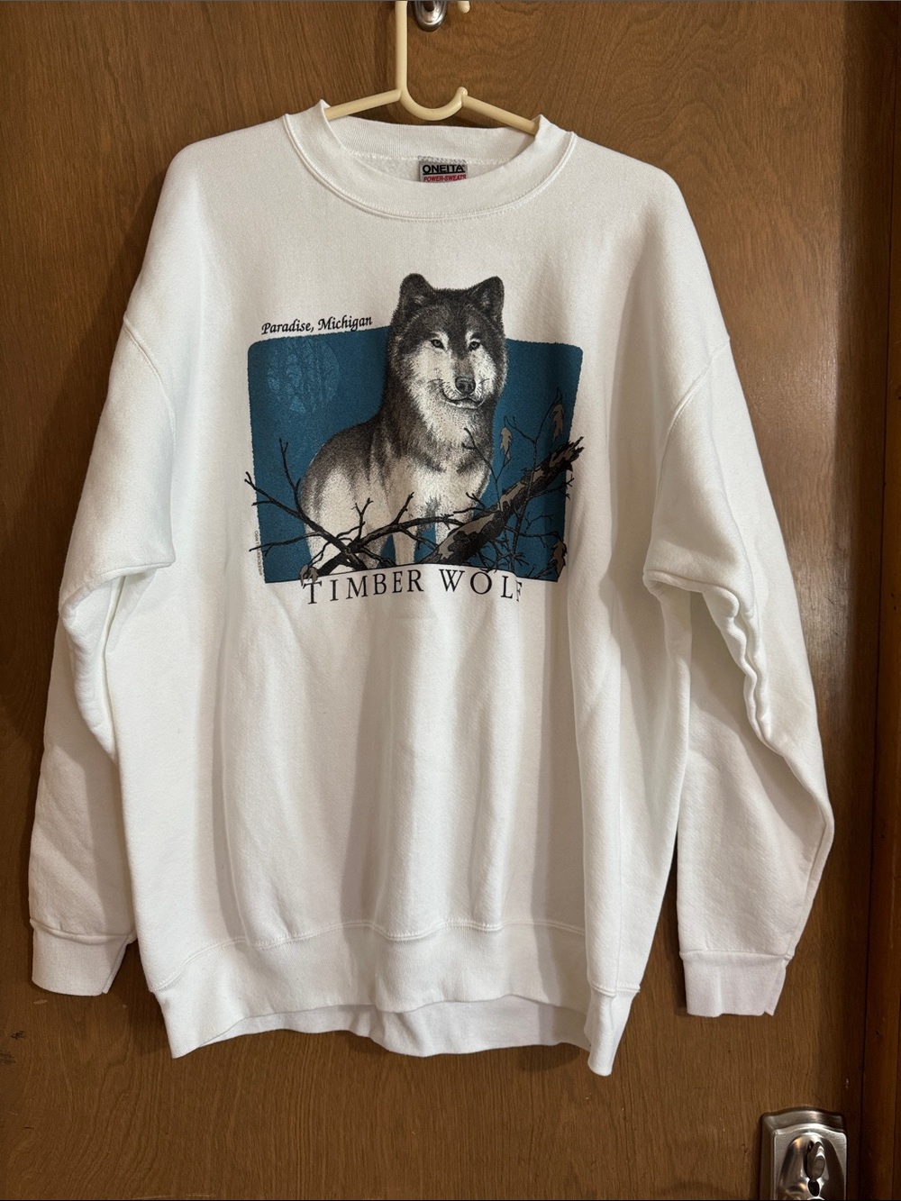 Timber Wolf Graphic Crewneck Sweatshirt - White